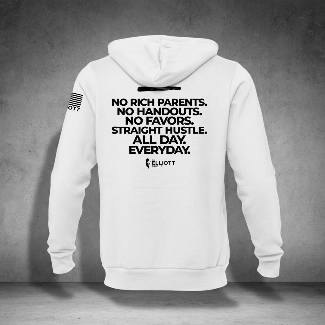 ELLIOTT ARMY Orange Star/ No Rich Parents statement hoodie