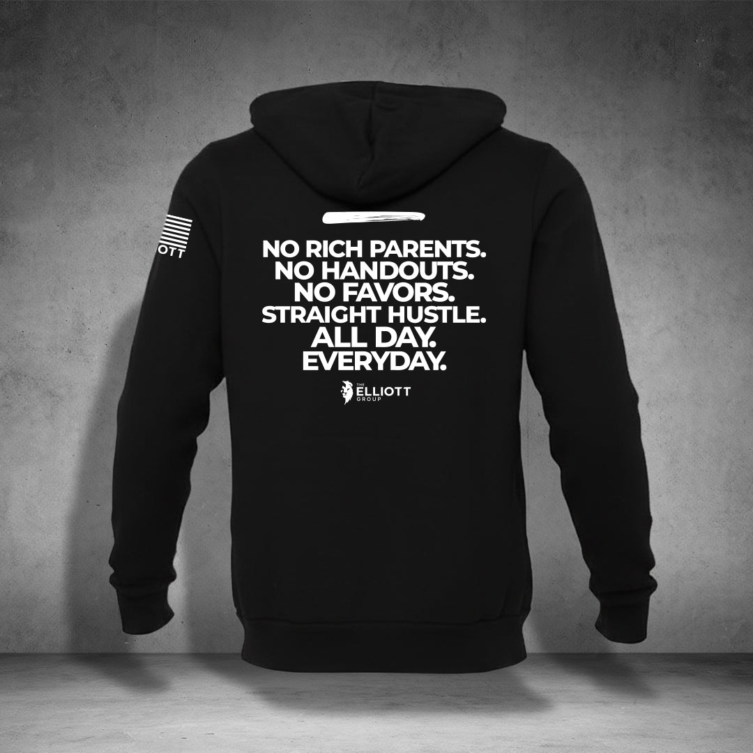 ELLIOTT ARMY Orange Star/ No Rich Parents statement hoodie