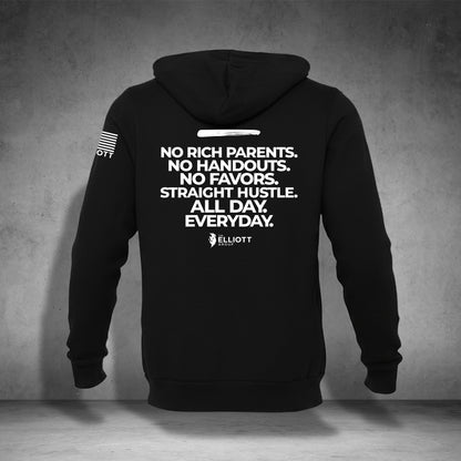 ELLIOTT ARMY Orange Star/ No Rich Parents statement hoodie